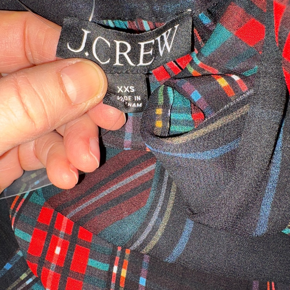 Women’s J. Crew size XXS Elegant Plaid Sheer Dress NWT $268 - Picture 4 of 12